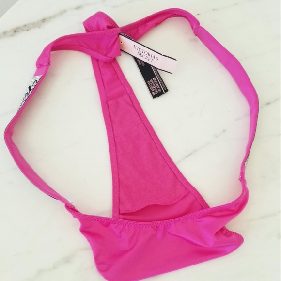 Victoria's Secret Very Sexy Rhinestone Crystal Shine Strap PINK Thong Panty NWT - Picture 9 of 12